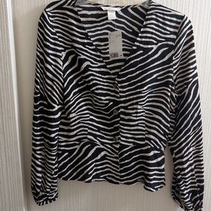 H & M Viscose Zebra Striped NWT Blouse Size 4